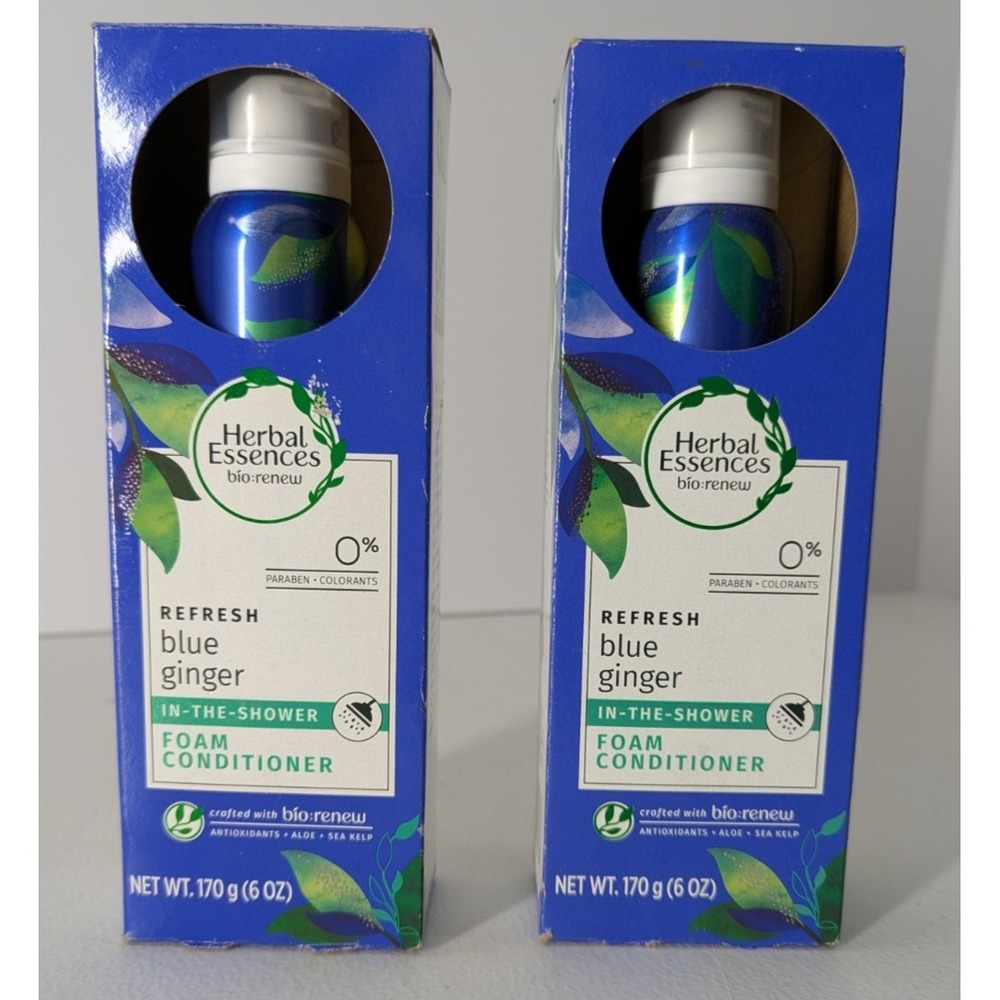 Lot of 2 Herbal Essences Bio:Renew Blue Ginger Foam Conditioner Refresh 6oz New